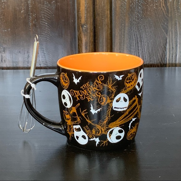 Jack Skelington Pumpkin King Nightmare Before Christmas Ceramic Mug & Mini Whisk - Picture 10 of 13
